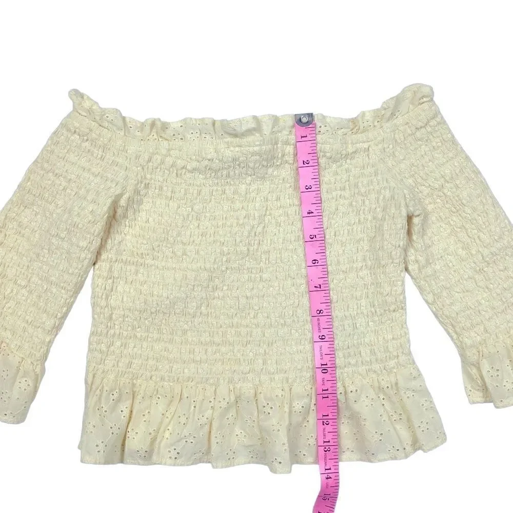 American Eagle Pale Yellow off the shoulder Ruffle Tube Top Women’s Size XS